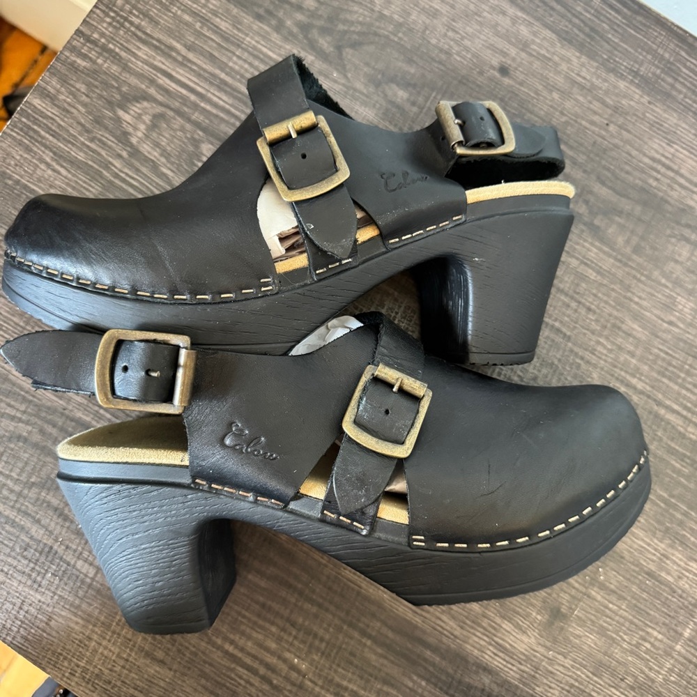 Calou Stockholm Astrid Black Leather Slingback Clog - Picture 6 of 14